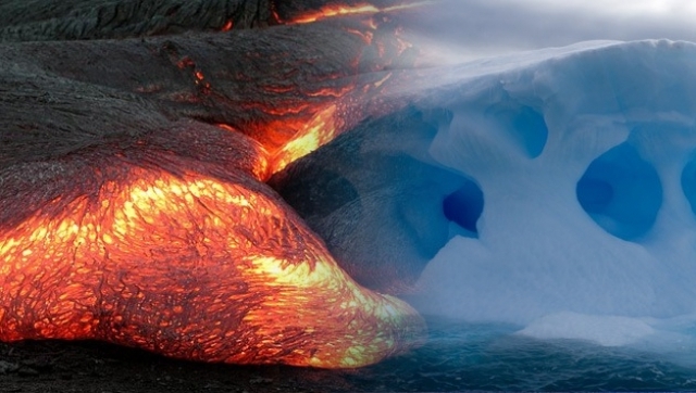 Descubren un volcán activo bajo el hielo de la Antártida