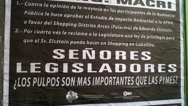Afiches de CAME denuncian arreglos del PRO y el 
