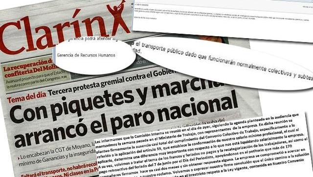 Clarín es vocero del paro, pero exige la presencia de sus empleados