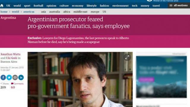 Lagomarsino habló con The Guardian sobre el “humor” de Nisman y se mostró vulnerable