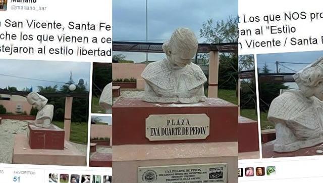 Dialogo y consenso: atacan brutalmente a monumento de Evita