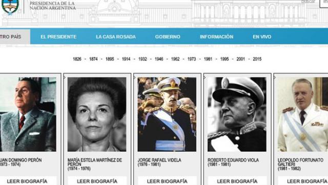 Comenzó la Restauración: Cambiemos repuso a Videla, Galtieri, y Roca en la web oficial