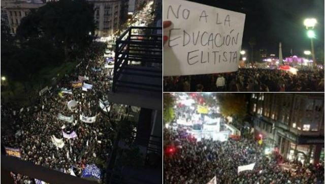 Multitudinaria marcha a favor de la universidades públicas