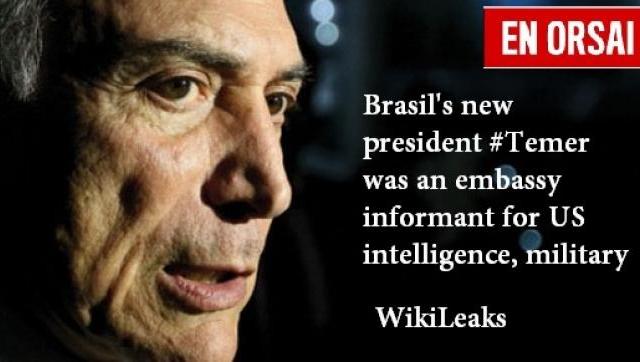WikiLeaks: Michel Temer, fue informante de la embajada de EE.UU.