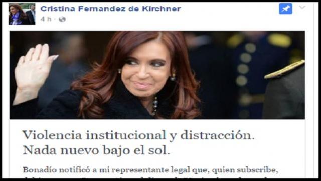 Cristina denunció en facebook 