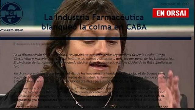 Acusan a Graciela Ocaña de blanquear las coimas de los laboratorios