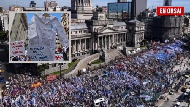 Multitudinaria marcha docente en reclamo de paritarias nacionales