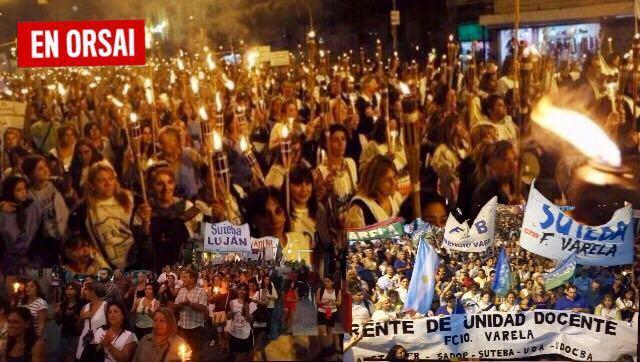 Vidal aprieta pero la dignidad no se negocia: docentes realizaron marcha de antorchas a lo largo del Conurbano