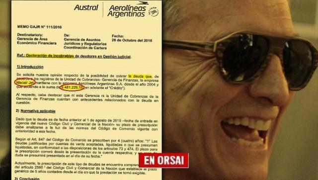 Macri se autocondonó medio millón de deuda de MacAir con Aerolíneas