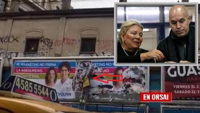 El PRO arranca los carteles de opositores a Carrió con trabajadores porteños