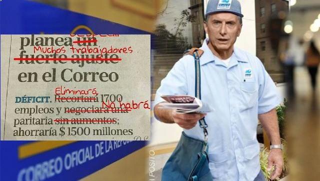 El Diario La Nación oficia como gacetilla de empresa y le avisa a los trabajadores del Correo que vienen despidos y ajuste salarial