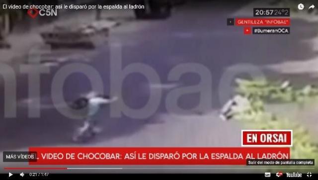 Difunden el video del momento en el que el policía Luis Chocobar le dispara al ladrón por la espalda
