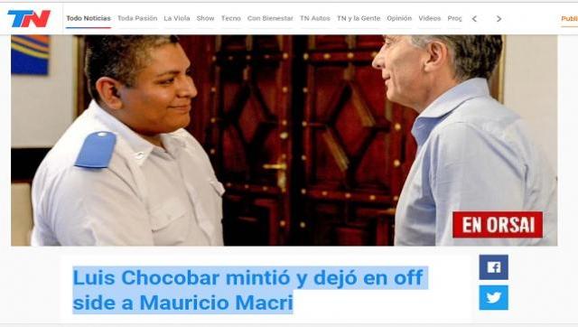 Lo dice TN: Luis Chocobar mintió y dejó en off side a Mauricio Macri