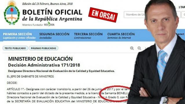 Marcelo Bonelli ya designó a su hija Directora en el Ministerio de Educación de la Nación