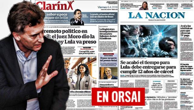 Los diarios oficialistas celebran la orden de detención de Lula en Brasil