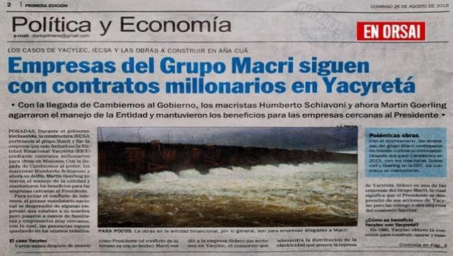 La tapa de un diario que conmovió a la política y al mundo empresario