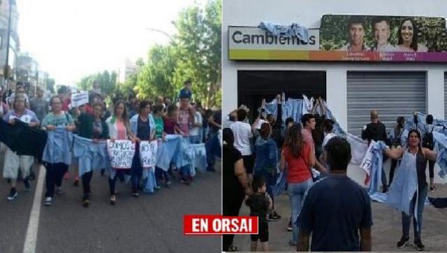 Último día laboral, movilización y escrache en local de Cambiemos