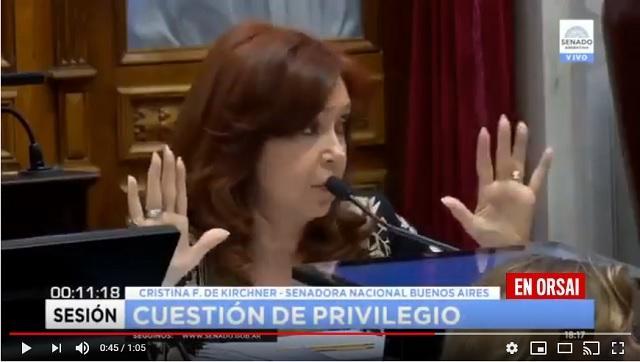 Cristina en el senado “estamos ante un sistema muy perverso de extrema gravedad institucional”