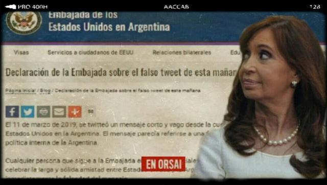 La Embajada de EE.UU. tuvo que dar la cara sobre su tuit anti Kirchnerista