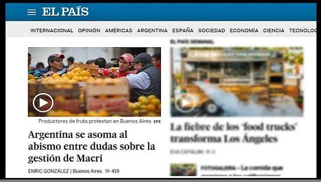 Volver al mundo: El País de España también titula “Argentina se asoma al abismo”