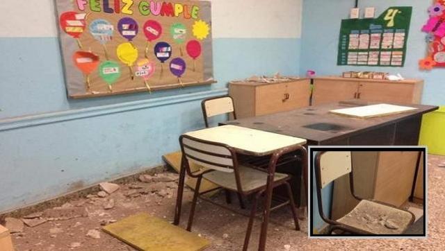 Gestión Larreta: cae mampostería de escuela primaria en plena clase y lastimó a docente