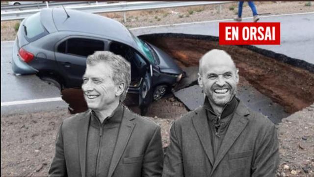 Macri y Dietrich inauguraron una ruta y una semana después se tragó un auto