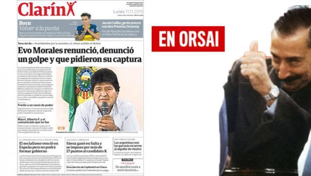 Para Clarín hay Total Normalidad: lamentable portada sobre el Golpe de Estado en Bolivia