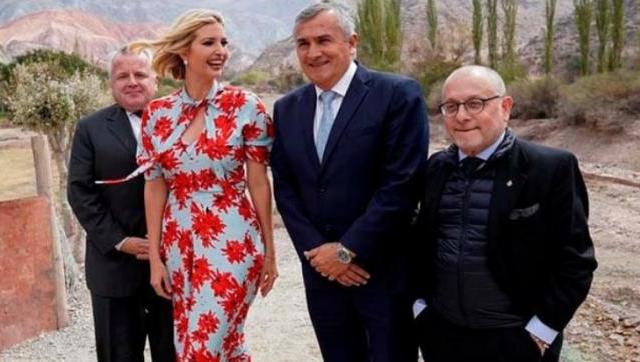 Ivanka Trump junto al gobernador jujeño, Gerardo Morales, y el canciller Jorge Faurie, durante su visita al país. - Foto: gentileza