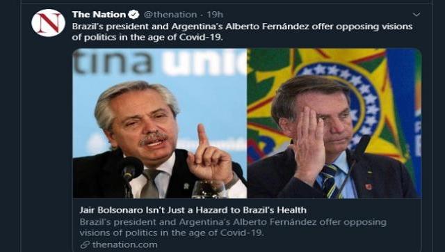 Un semanario estadounidense destacó las diferencias entre Fernández y Bolsonaro ante la pandemia