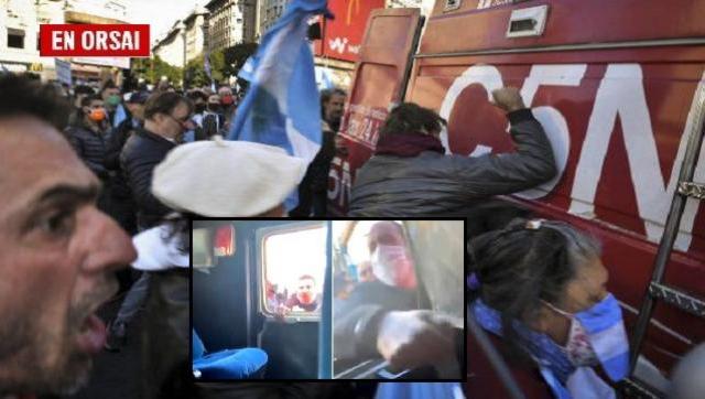 Solidaridad de funcionarios, dirigentes y periodistas con trabajadores de C5N agredidos