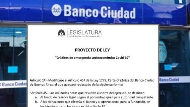 Proyecto para que Banco Ciudad de créditos a tasa cero a comerciantes, cooperativas y productores.