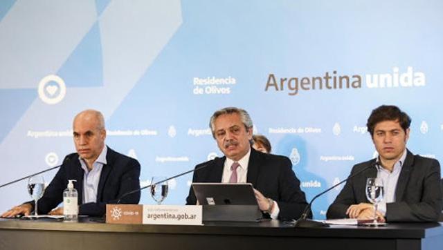 Alberto Fernández, Kicillof y Rodríguez Larreta anuncian la extensión de la cuarentena