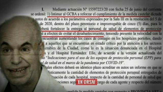 Por segunda vez la Justicia intimó a Larreta para que entregue elementos al personal de salud