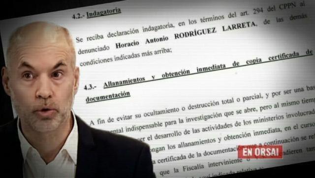 Indagatoria para Larreta por 