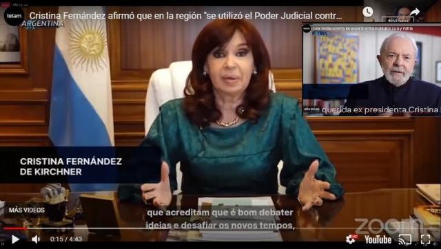 Cristina Fernández compartió un encuentro virtual con el exmandatario de Brasil Luiz Inácio Lula da Silva