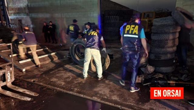Secuestraron casi 100 millones de pesos en neumáticos de gran porte