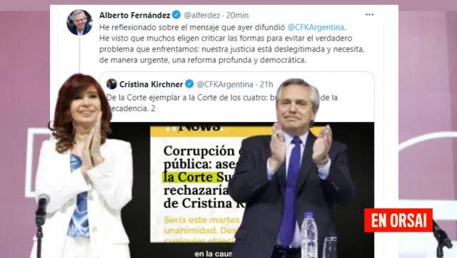 Alberto Fernández apoyó el pedido de reforma judicial de Cristina