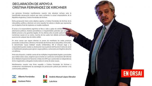 Fuerte respaldo de Alberto Fernández y de líderes regionales a Cristina Kirchner