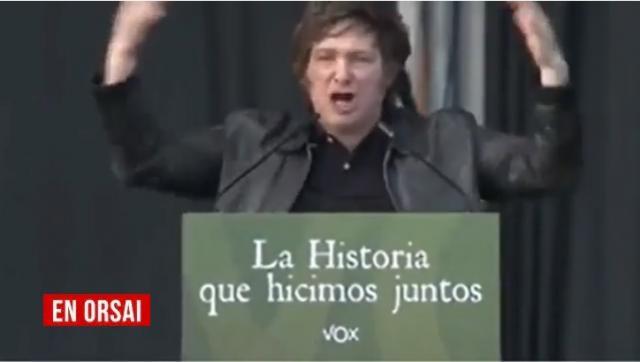 Javier Milei compartió un acto con el partido de ultraderecha Vox en España