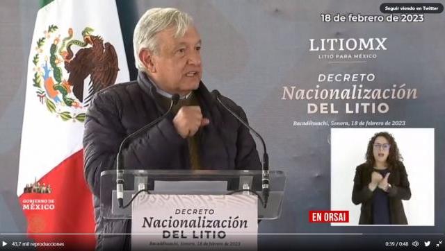 De viaje por Sonora, el presidente López Obrador ha prometido que el Gobierno “tiene la decisión de que el litio sea propiedad de la nación, de todos los mexicanos”