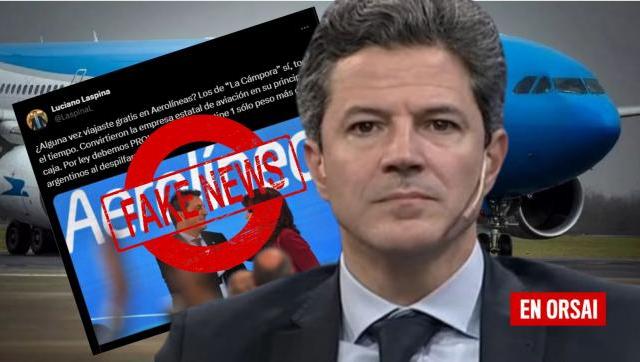 El diputado Laspina difunde fake news para privatizar Aerolíneas Argentinas