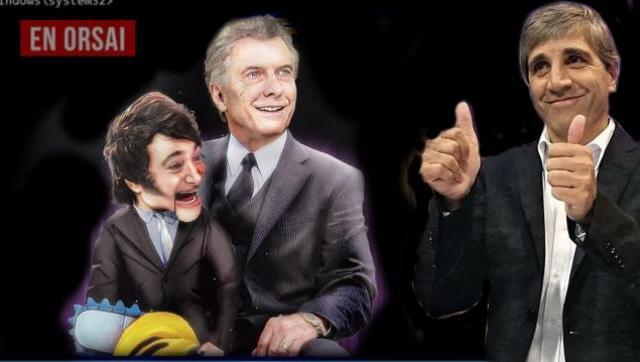 Foto: Macri modificado, Milei con Luis Caputo