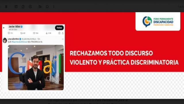 Foro Permanente Discapacidad: Rechazamos todo discurso violento y práctica discriminatoria