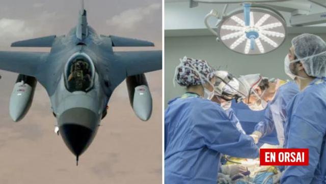Aviones de combate F-16 en lugar de quirófanos. El mayor hospital escuela del país cerraría en unas semanas