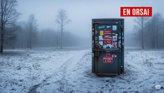 Silueta de una base secreta con poca luz, evocando misterio y lugares inaccesibles.
