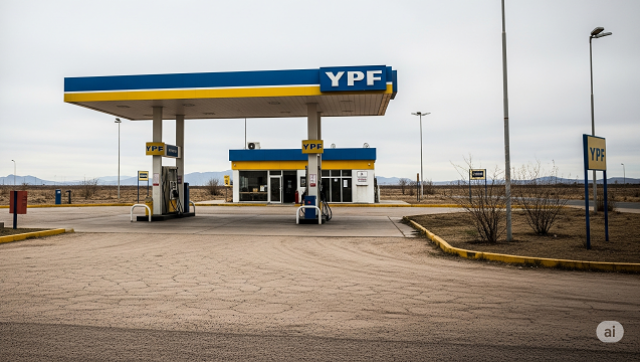 Estación de servicio vacía en Argentina por caída del consumo de combustibles