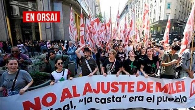Archivo, marcha en argentina contra los ajustes del gobierno de Javier Milei y sus secuaces
