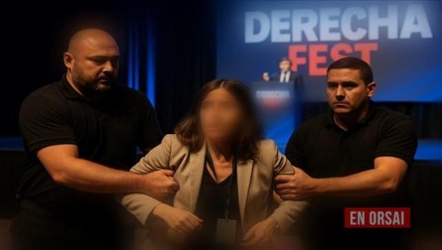 Imagen representativa: Seguridad privada expulsando a una periodista del Derecha Fest