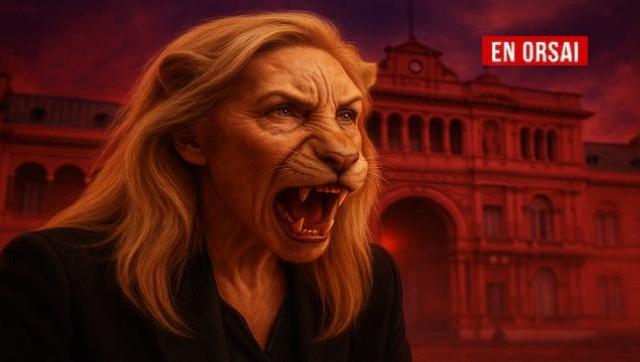 Imagen IA: Una leona hambrienta frente a la Casa Rosada