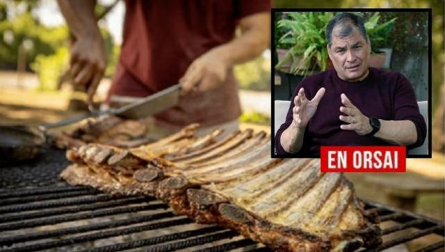 Rafael Correa durante una entrevista, hablando sobre Cristina Kirchner y la proscripción en Argentina.